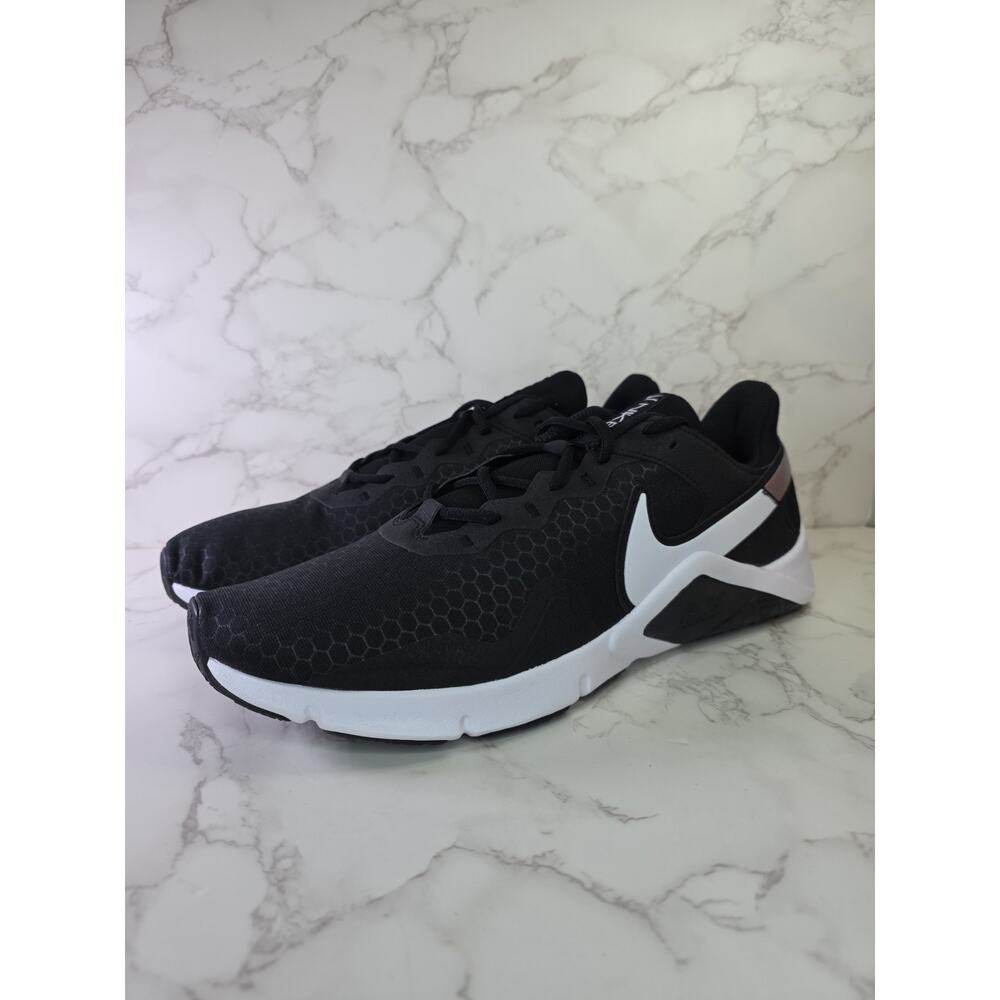 Nike Legend Essential 2 Black White Metallic Silver Sneakers CQ9356-001 Men Size